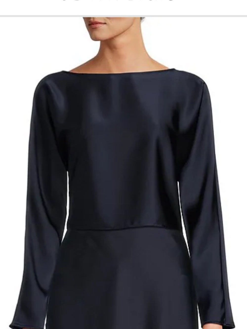 Antonio Melani Boat Neck Long Sleeve Satin Blouse